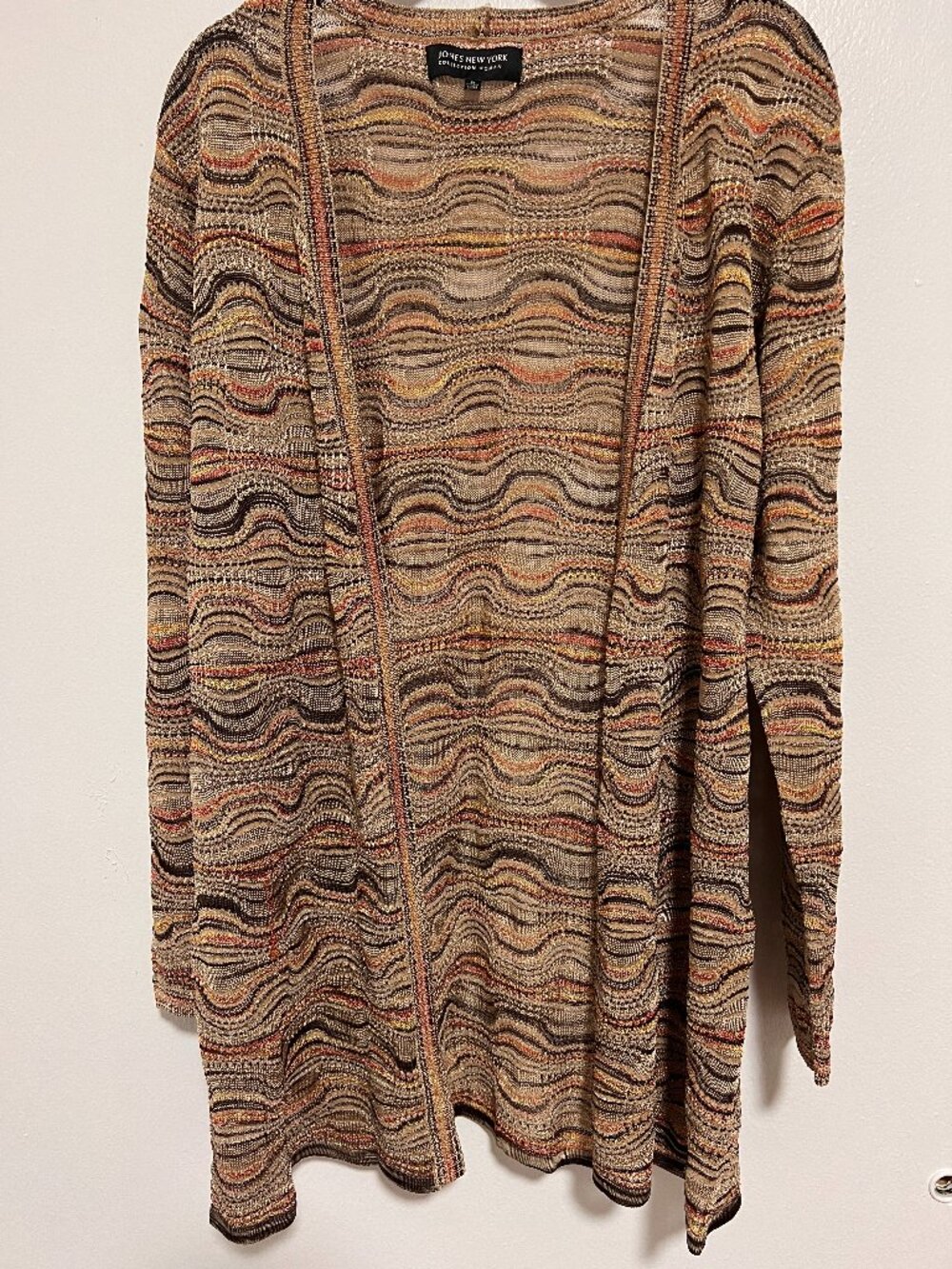 Jones New York brown/gold/beige striped cardigan womens size 1X